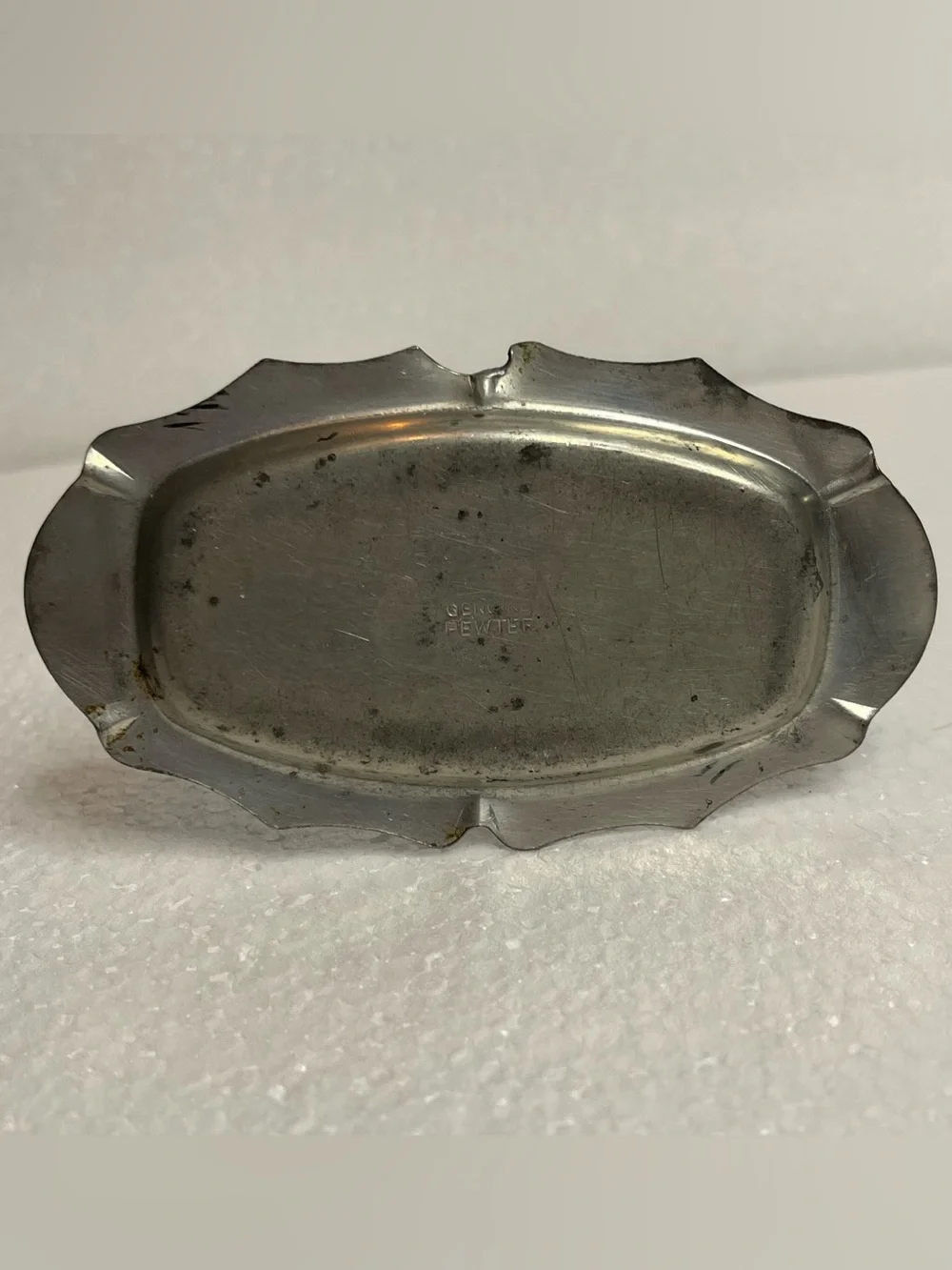 VTG Old Colonial Genuine Pewter Salt And Pepper Shakers Tray Stork Crane Handle